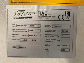 Compresor de aer nou Fiac NewSilver 5.5 / 200 Silent 4 kW 450 L / min 10 Bar Elektrische Schroefcompressor met ketel: Foto 4