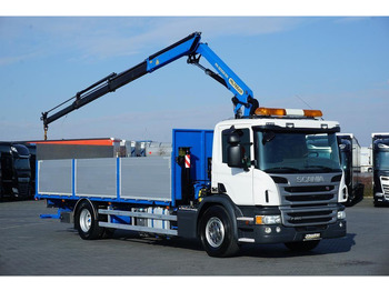 Camion platformă, Camion cu macara Scania P 250 / ACC / SKRZYNIOWY + HDS + WINDA / PALFINGER PK 12 002 - E: Foto 2 Camion platformă, Camion cu macara Scania P 250 / ACC / SKRZYNIOWY + HDS + WINDA / PALFINGER PK 12 002 - E: Foto 2