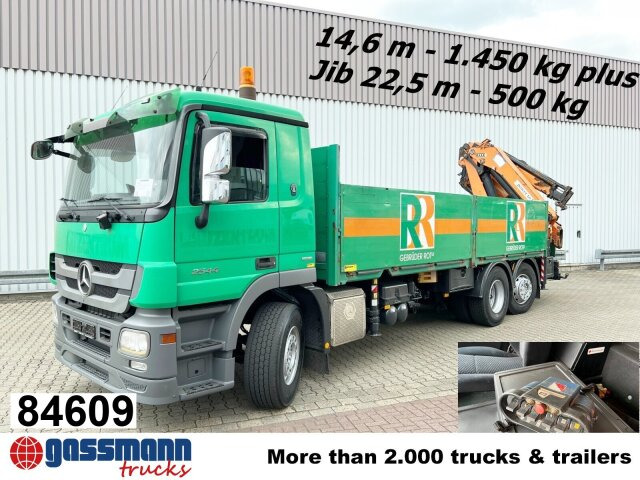 Mercedes-Benz Actros 2544 L 6x2, Retarder, Lenkachse, Heckkran - Camion platformă, Camion cu macara: Foto 1 Mercedes-Benz Actros 2544 L 6x2, Retarder, Lenkachse, Heckkran - Camion platformă, Camion cu macara: Foto 1