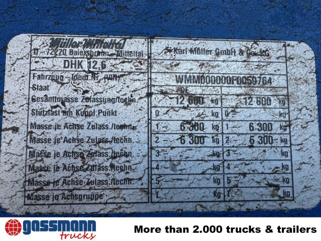 Müller-Mitteltal DHK 12.6, verzinkt! - Remorcă basculantă: Foto 4 Müller-Mitteltal DHK 12.6, verzinkt! - Remorcă basculantă: Foto 4