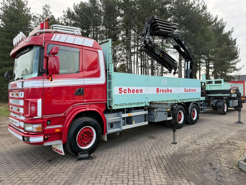 Scania 164L-480 V8 6x4 BAUSTOFF + KRAN HIAB 350-4 + JIB 90-4 - *TOP ZUSTAND* - ROTATOR - RADIO - RETARDER - BLATT / AP ACHSEN - BELGISCHE LKW - Camion platformă, Camion cu macara: Foto 3 Scania 164L-480 V8 6x4 BAUSTOFF + KRAN HIAB 350-4 + JIB 90-4 - *TOP ZUSTAND* - ROTATOR - RADIO - RETARDER - BLATT / AP ACHSEN - BELGISCHE LKW - Camion platformă, Camion cu macara: Foto 3