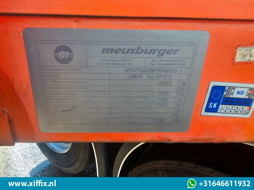 Semiremorcă transport agabaritic Meusburger 3-ass. Dieplader met huifopbouw / Naloop gestuurd: Foto 12 Semiremorcă transport agabaritic Meusburger 3-ass. Dieplader met huifopbouw / Naloop gestuurd: Foto 12