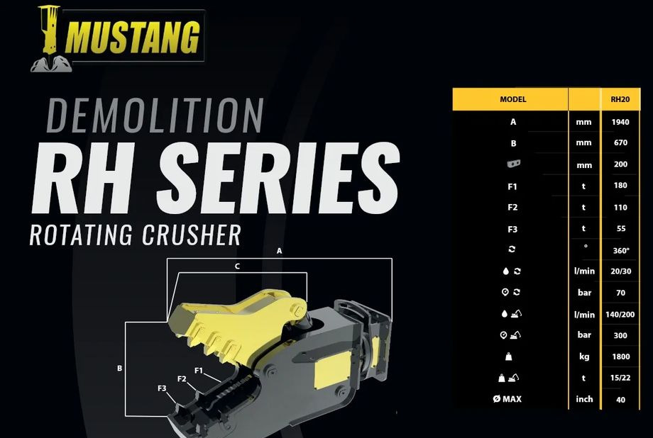 Inny Nowe szczęki kruszące MUSTANG HAMMER RH 20, 1800 KG - Ataşament pentru Utilaje constructii: Foto 2 Inny Nowe szczęki kruszące MUSTANG HAMMER RH 20, 1800 KG - Ataşament pentru Utilaje constructii: Foto 2