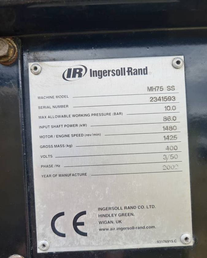 Kompresor śrubowy INGERSOLL RAND MH75 - Compresor de aer: Foto 5 Kompresor śrubowy INGERSOLL RAND MH75 - Compresor de aer: Foto 5