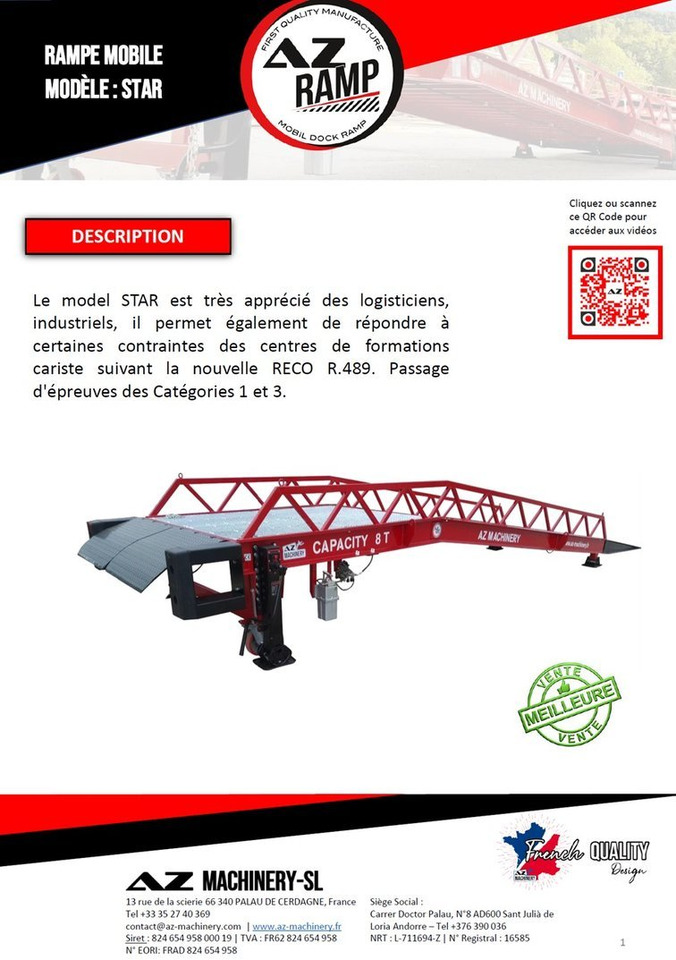 **RENTAL** Loading Ramp with with hydraulic tilting bridge - AZ RAMP - STAR- 8T. 8 ton capacity - Rampă de încărcare: Foto 3 **RENTAL** Loading Ramp with with hydraulic tilting bridge - AZ RAMP - STAR- 8T. 8 ton capacity - Rampă de încărcare: Foto 3