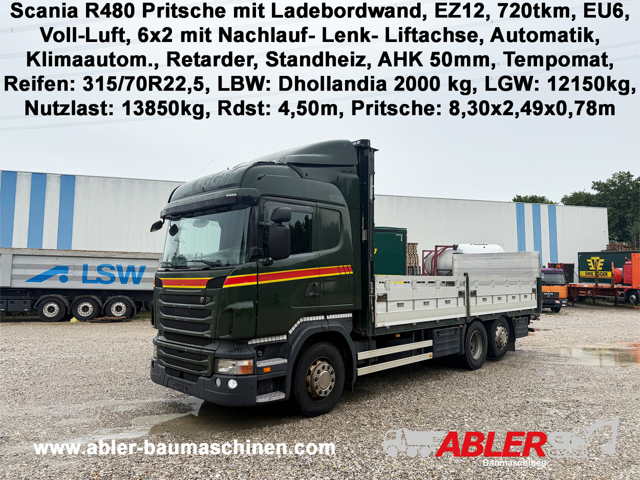 Scania R480 Pritsche mit Ladebordwand AHK - Camion platformă, Camion cu macara: Foto 1 Scania R480 Pritsche mit Ladebordwand AHK - Camion platformă, Camion cu macara: Foto 1