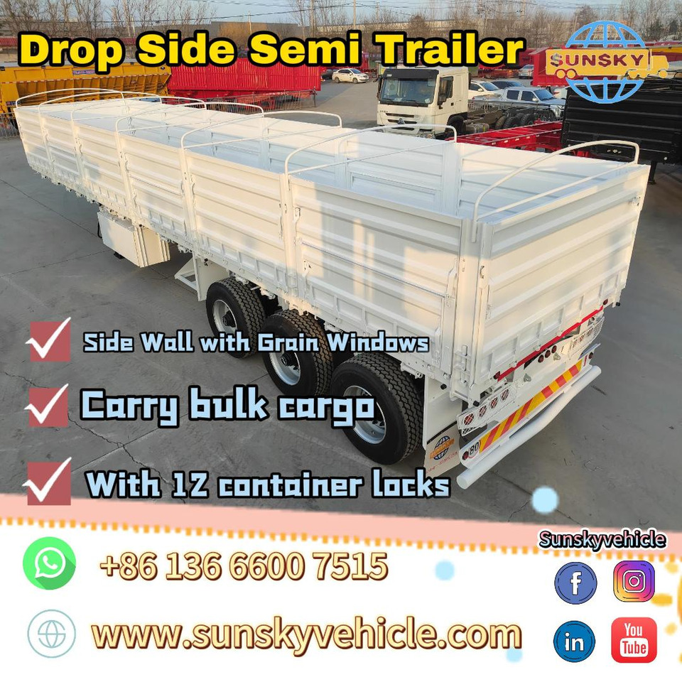 SUNSKY Drop Side semi trailer - Semiremorcă platformă: Foto 4 SUNSKY Drop Side semi trailer - Semiremorcă platformă: Foto 4