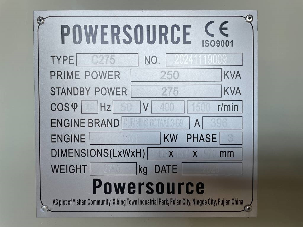 Generator electric nou Cummins 6CTAA8.3-G9 - 275 kVA Generator - DPX-19842: Foto 6 Generator electric nou Cummins 6CTAA8.3-G9 - 275 kVA Generator - DPX-19842: Foto 6
