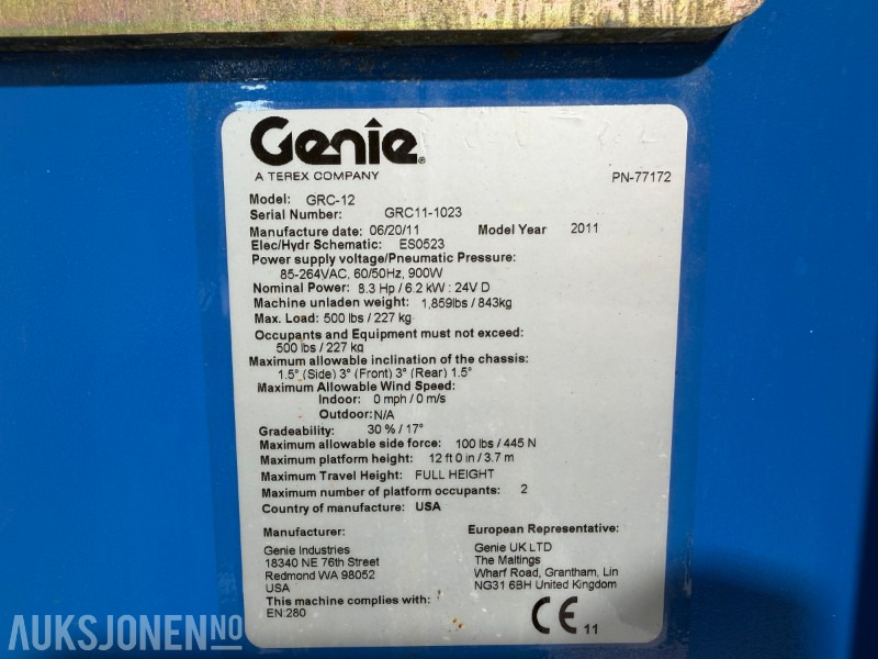 Autopropulsată platformă 2011 GRC 12 - 5,5m mastelift: Foto 16 Autopropulsată platformă 2011 GRC 12 - 5,5m mastelift: Foto 16