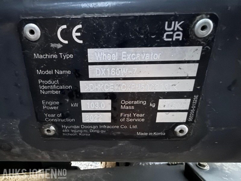 2022 Doosan/Develon DX160W hjulgraver m/Engcon tiltrotator S70 în leasing 2022 Doosan/Develon DX160W hjulgraver m/Engcon tiltrotator S70: Foto 41 2022 Doosan/Develon DX160W hjulgraver m/Engcon tiltrotator S70 în leasing 2022 Doosan/Develon DX160W hjulgraver m/Engcon tiltrotator S70: Foto 41