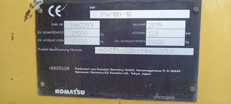 Komatsu PW180-10 în leasing Komatsu PW180-10: Foto 19 Komatsu PW180-10 în leasing Komatsu PW180-10: Foto 19