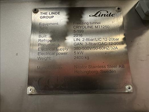Utilaj pentru industria alimentara Linde Cryoline MT1250 Freezing tunnel: Foto 10 Utilaj pentru industria alimentara Linde Cryoline MT1250 Freezing tunnel: Foto 10