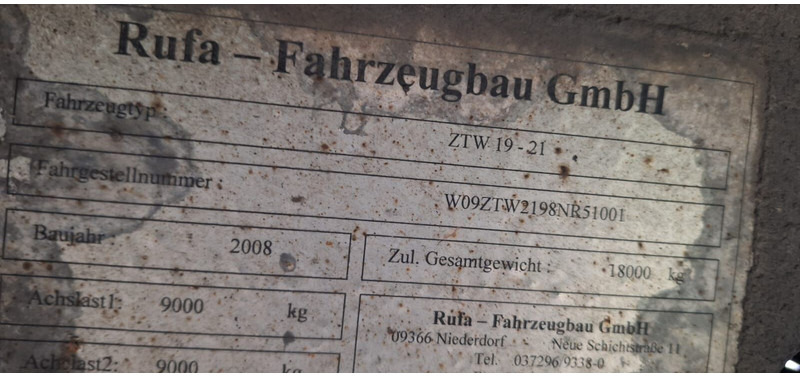 RUFA ZTW19-21 - Remorcă cu prelată: Foto 4 RUFA ZTW19-21 - Remorcă cu prelată: Foto 4