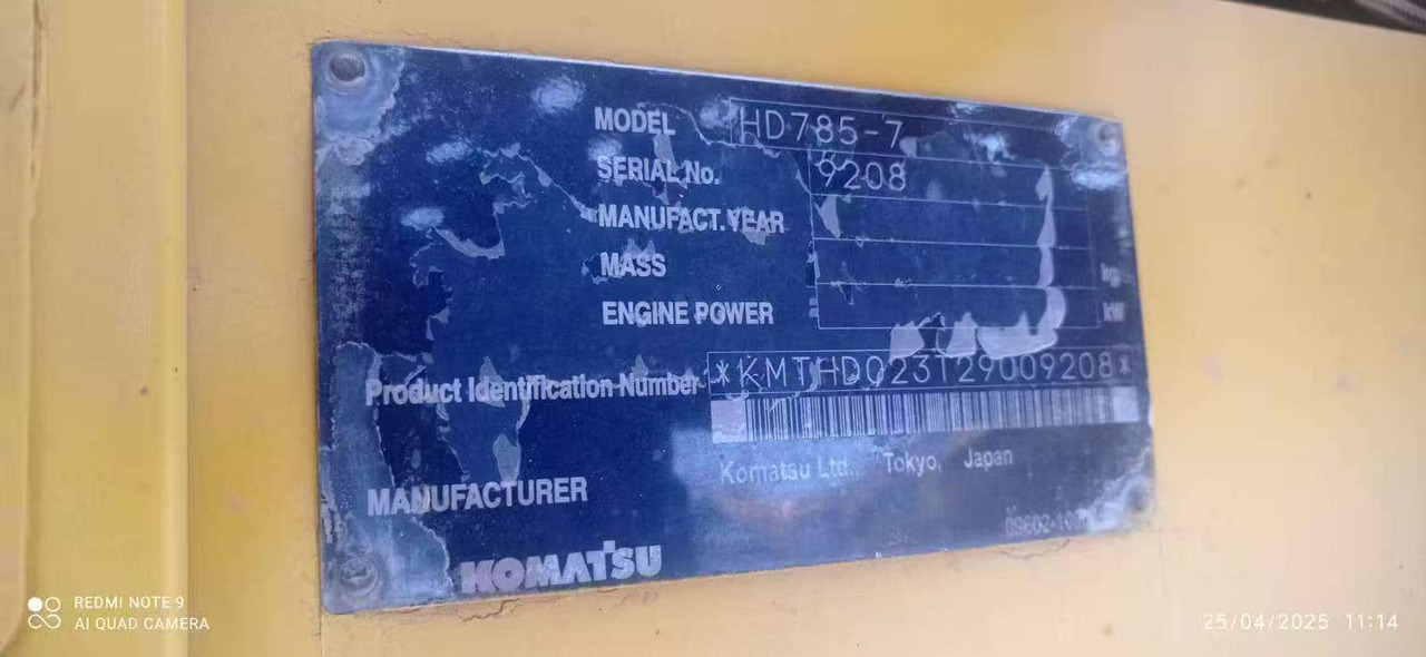 KOMATSU HD785-7 - Camion minier: Foto 1 KOMATSU HD785-7 - Camion minier: Foto 1