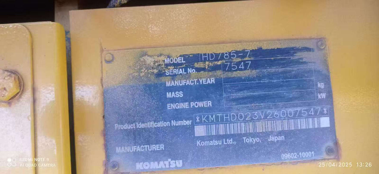 Komatsu HD785-7 - Camion furgon: Foto 3 Komatsu HD785-7 - Camion furgon: Foto 3