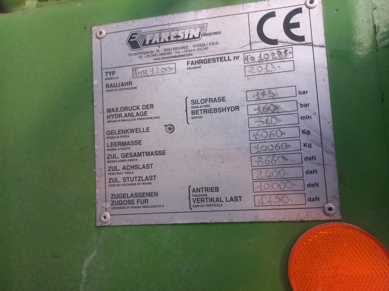 FARESIN TMR 1200 TEHNOLOGICAL TRAILER - Remorcă distribuit furaje: Foto 5 FARESIN TMR 1200 TEHNOLOGICAL TRAILER - Remorcă distribuit furaje: Foto 5