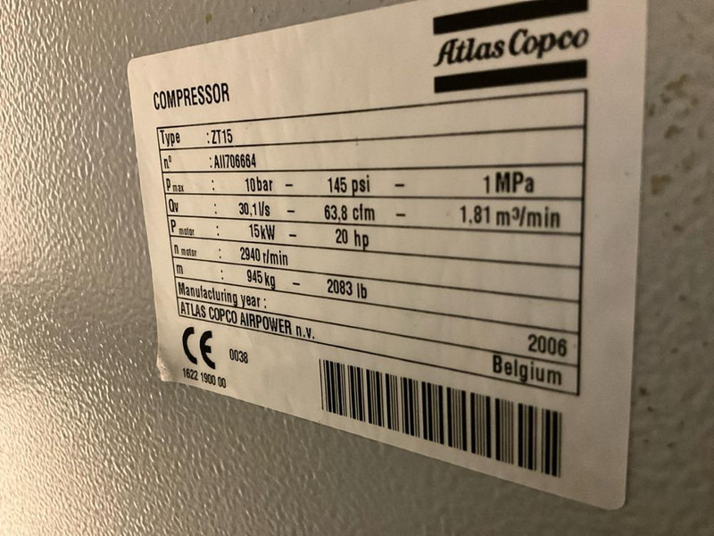 Atlas-Copco ZT 15 - Compresor de aer: Foto 5 Atlas-Copco ZT 15 - Compresor de aer: Foto 5
