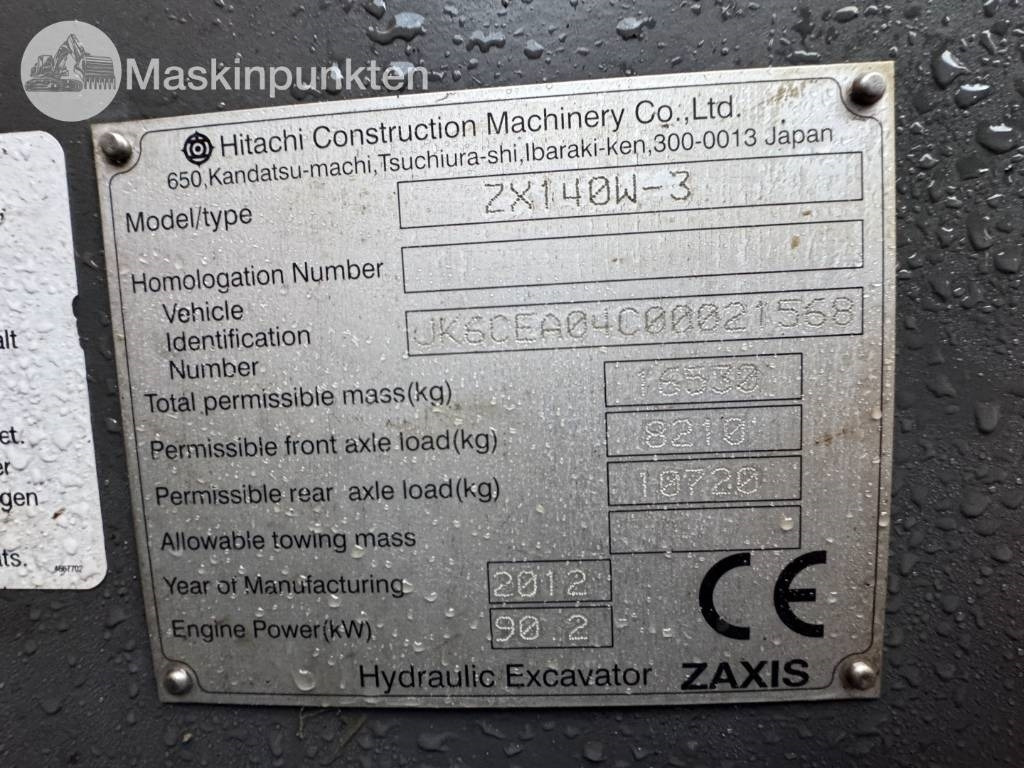 Excavator pe roţi Hitachi ZX 140 W-3 Med vagn och redskap!: Foto 36 Excavator pe roţi Hitachi ZX 140 W-3 Med vagn och redskap!: Foto 36