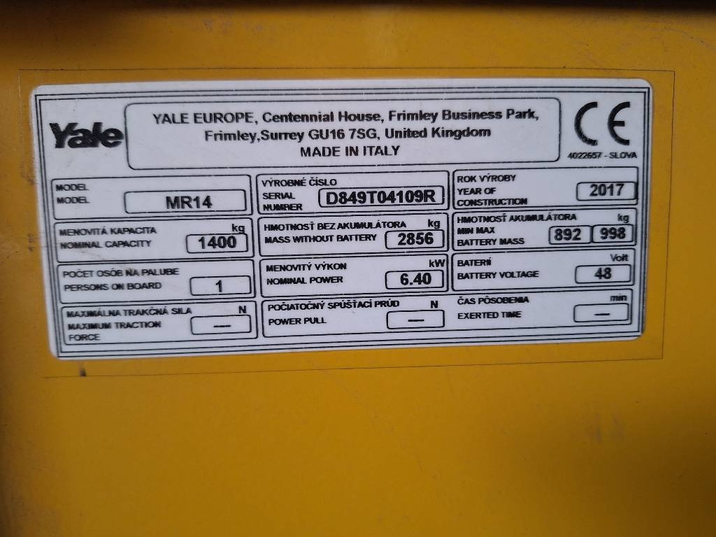 Yale MR 14 - Stivuitor cu catarg retractabil: Foto 5 Yale MR 14 - Stivuitor cu catarg retractabil: Foto 5