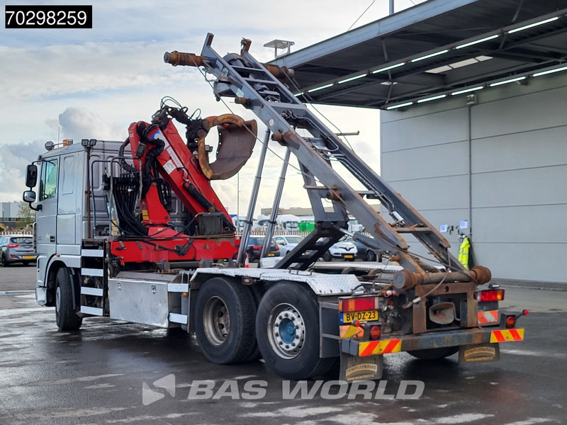 Camion cu sistem de cablu, Camion cu macara DAF XF105.410 XF 6X2 NL-Truck HMF 1643 Z2 Crane 24T Container system Lift+Steering-Axle Euro 5: Foto 9