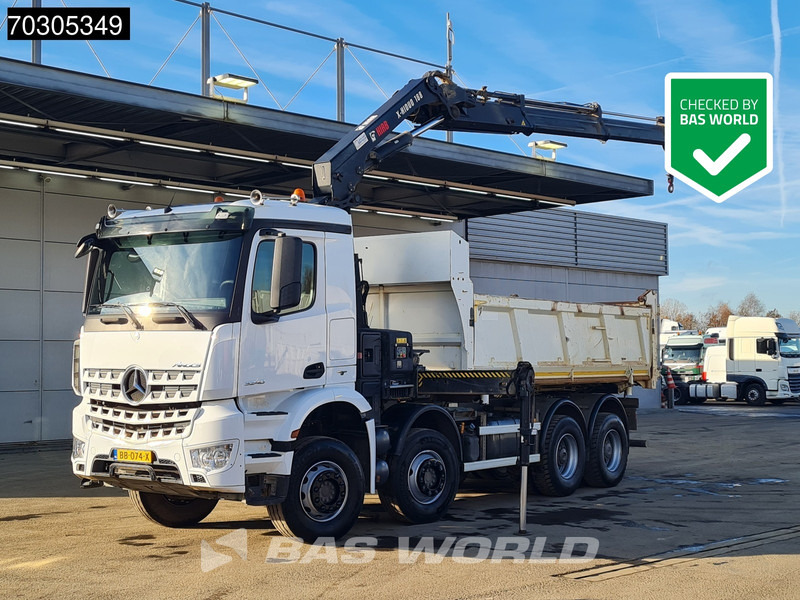 Mercedes-Benz Arocs 3240 8X4 HIAB X-HIDUO 188 E-2 Kran Crane 3-side tipper Big-Axle Euro 6 - Camion basculantă, Camion cu macara: Foto 1 Mercedes-Benz Arocs 3240 8X4 HIAB X-HIDUO 188 E-2 Kran Crane 3-side tipper Big-Axle Euro 6 - Camion basculantă, Camion cu macara: Foto 1