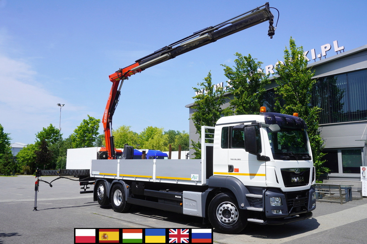 MAN TGS 26.360 Flatbed / Fassi F175 7.7 T / steered 3rd axle - Camion platformă, Camion cu macara: Foto 1 MAN TGS 26.360 Flatbed / Fassi F175 7.7 T / steered 3rd axle - Camion platformă, Camion cu macara: Foto 1