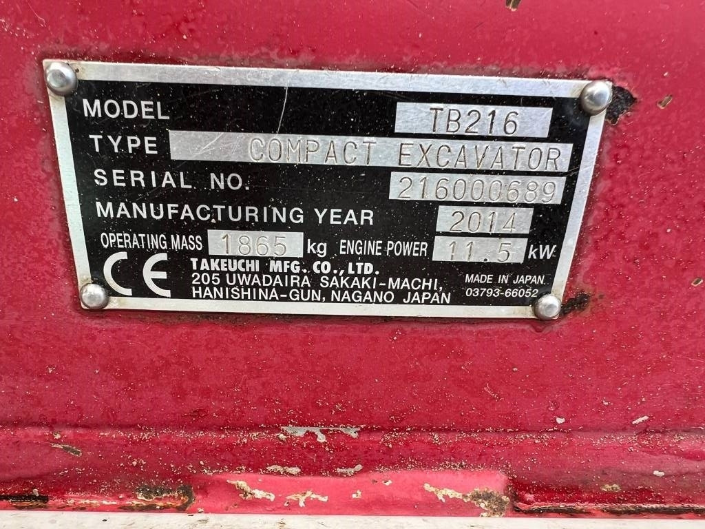 Mini excavator Takeuchi TB 216: Foto 13 Mini excavator Takeuchi TB 216: Foto 13