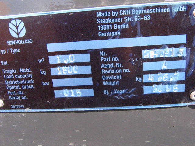 New Holland 2840515 - Cupă incărcător: Foto 1 New Holland 2840515 - Cupă incărcător: Foto 1