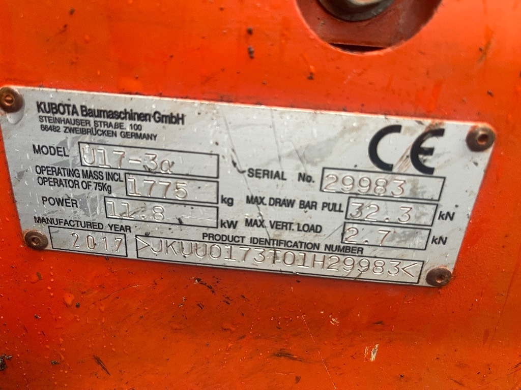 Mini excavator Kubota U17-3 hybride: Foto 11