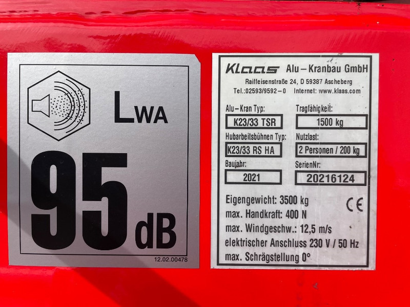 Klaas K 23/33 TSR - Macara tot teren: Foto 3 Klaas K 23/33 TSR - Macara tot teren: Foto 3