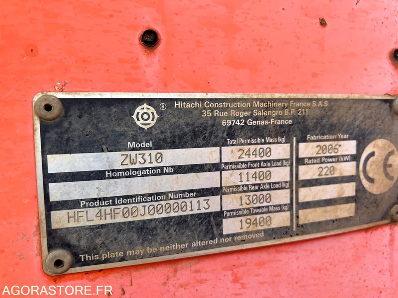 Încărcător CHARGEUSE 23T HITACHI ZW310 - ANNEE 2006 - 9925 HEURES: Foto 8