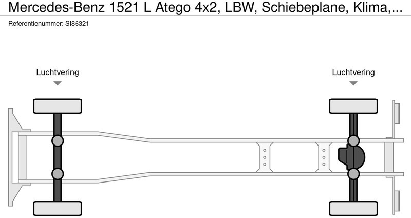 Camion cu prelată Mercedes-Benz 1521 L Atego 4x2, LBW, Schiebeplane, Klima, Luft: Foto 20