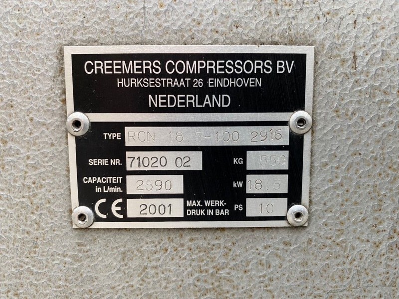 Creemers RCN 18.5-100 18.5 kW 2590 L / min 10 Bar Silent Elektrische Schroefcompressor - Compresor de aer: Foto 3 Creemers RCN 18.5-100 18.5 kW 2590 L / min 10 Bar Silent Elektrische Schroefcompressor - Compresor de aer: Foto 3