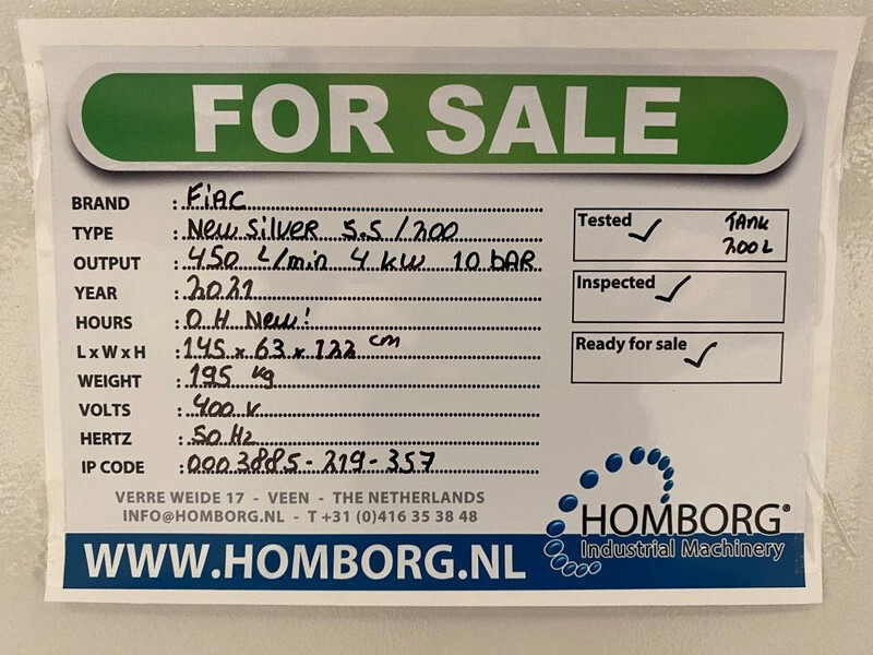 Compresor de aer nou Fiac NewSilver 5.5 / 200 Silent 4 kW 450 L / min 10 Bar Elektrische Schroefcompressor met ketel: Foto 12