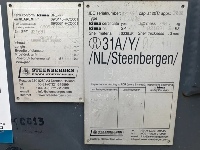 IBC Steenbergen Kiwa IBC 2000 liter dieseltank met handpomp Milieutank - Rezervor de stocare: Foto 3 IBC Steenbergen Kiwa IBC 2000 liter dieseltank met handpomp Milieutank - Rezervor de stocare: Foto 3