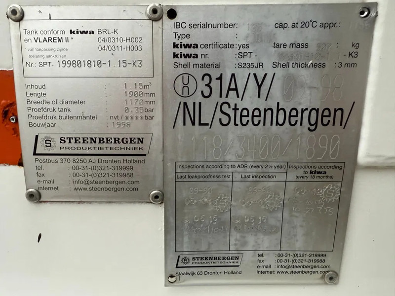 Kiwa IBC Steenbergen 1150 liter Kiwa IBC Dieseltank met handpomp - Container maritim: Foto 3 Kiwa IBC Steenbergen 1150 liter Kiwa IBC Dieseltank met handpomp - Container maritim: Foto 3