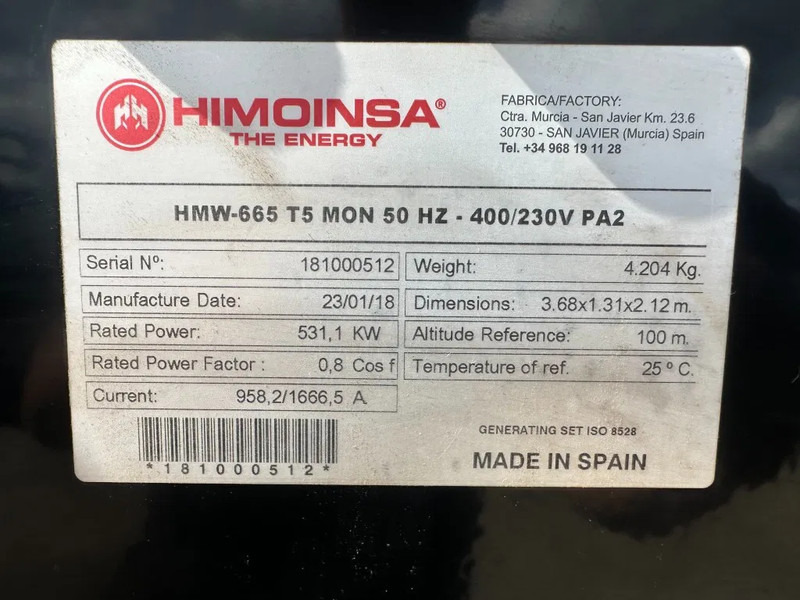 MTU 12V1600 G20F Himoinsa 700 kVA generatorset New ! Overstock ! - Generator electric: Foto 3 MTU 12V1600 G20F Himoinsa 700 kVA generatorset New ! Overstock ! - Generator electric: Foto 3