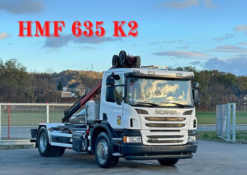 Scania P250* FAHRGESTEL 4,30* HMF 635 K2/FUNK* TOP Scania P250* FAHRGESTEL 4,30* HMF 635 K2/FUNK* TOP - Camion cu macara: Foto 1 Scania P250* FAHRGESTEL 4,30* HMF 635 K2/FUNK* TOP Scania P250* FAHRGESTEL 4,30* HMF 635 K2/FUNK* TOP - Camion cu macara: Foto 1