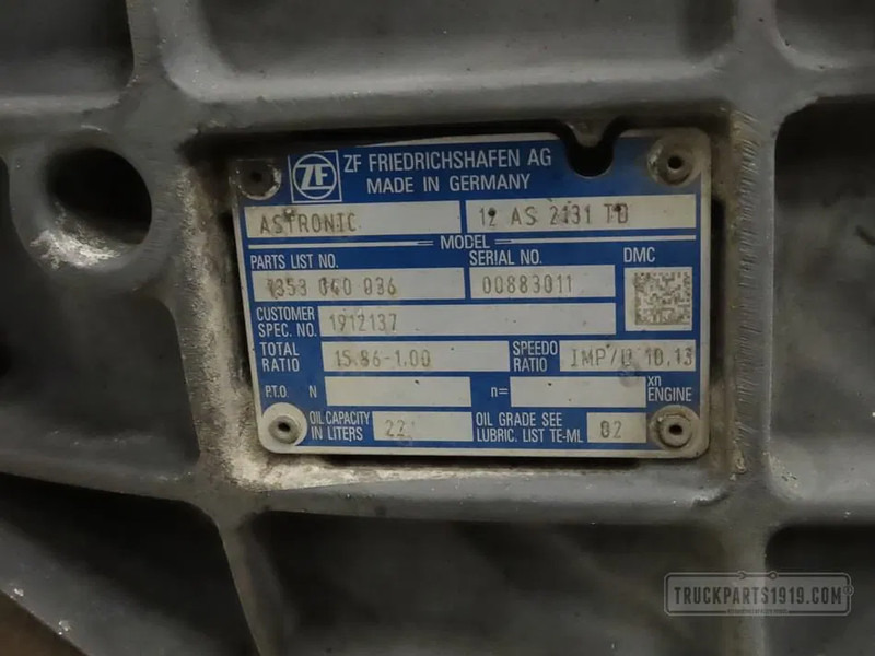 DAF 1912137 Versnellingsbak 12AS2131TD DAF - Cutie de viteze pentru Camion: Foto 3 DAF 1912137 Versnellingsbak 12AS2131TD DAF - Cutie de viteze pentru Camion: Foto 3