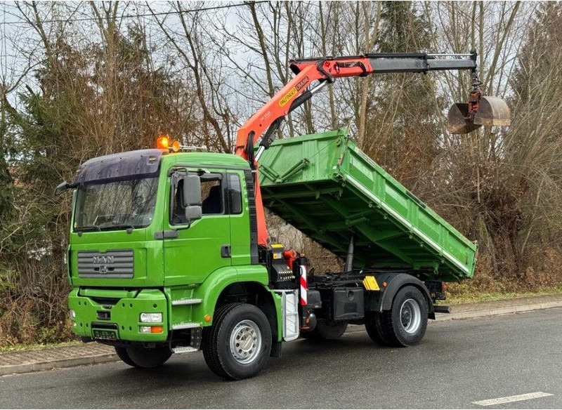 MAN TGA 18.360 Meiller 3-Way Tipper + Crane Palfinger PK 9501 - Camion basculantă, Camion cu macara: Foto 1 MAN TGA 18.360 Meiller 3-Way Tipper + Crane Palfinger PK 9501 - Camion basculantă, Camion cu macara: Foto 1