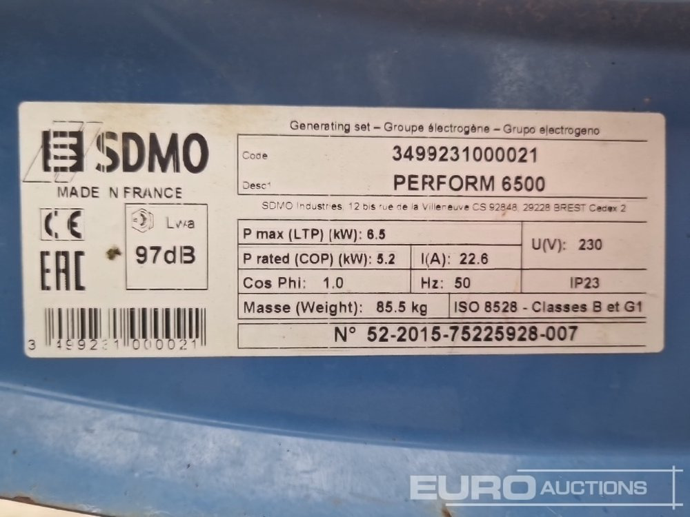 Generator electric 2015 SDMO PERFORM 6500: Foto 9