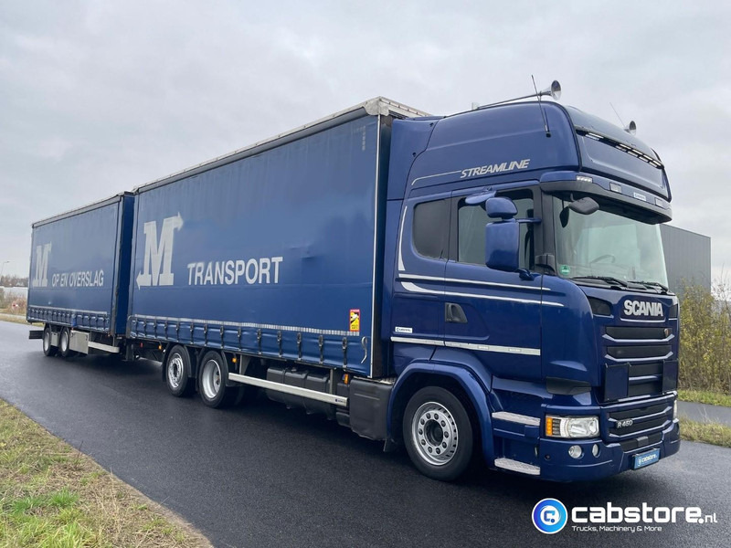 Scania R450 LB6X2MLB Euro 6 - Bouwjaar 2016 - Topline - Doorlaad-volume combi+ Wecon Middenas aanhangwagen - Good condition - Camion cu prelată: Foto 1 Scania R450 LB6X2MLB Euro 6 - Bouwjaar 2016 - Topline - Doorlaad-volume combi+ Wecon Middenas aanhangwagen - Good condition - Camion cu prelată: Foto 1