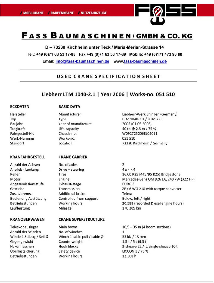 Automacara Liebherr LTM 1040-2.1 (06 - 051 510): Foto 16