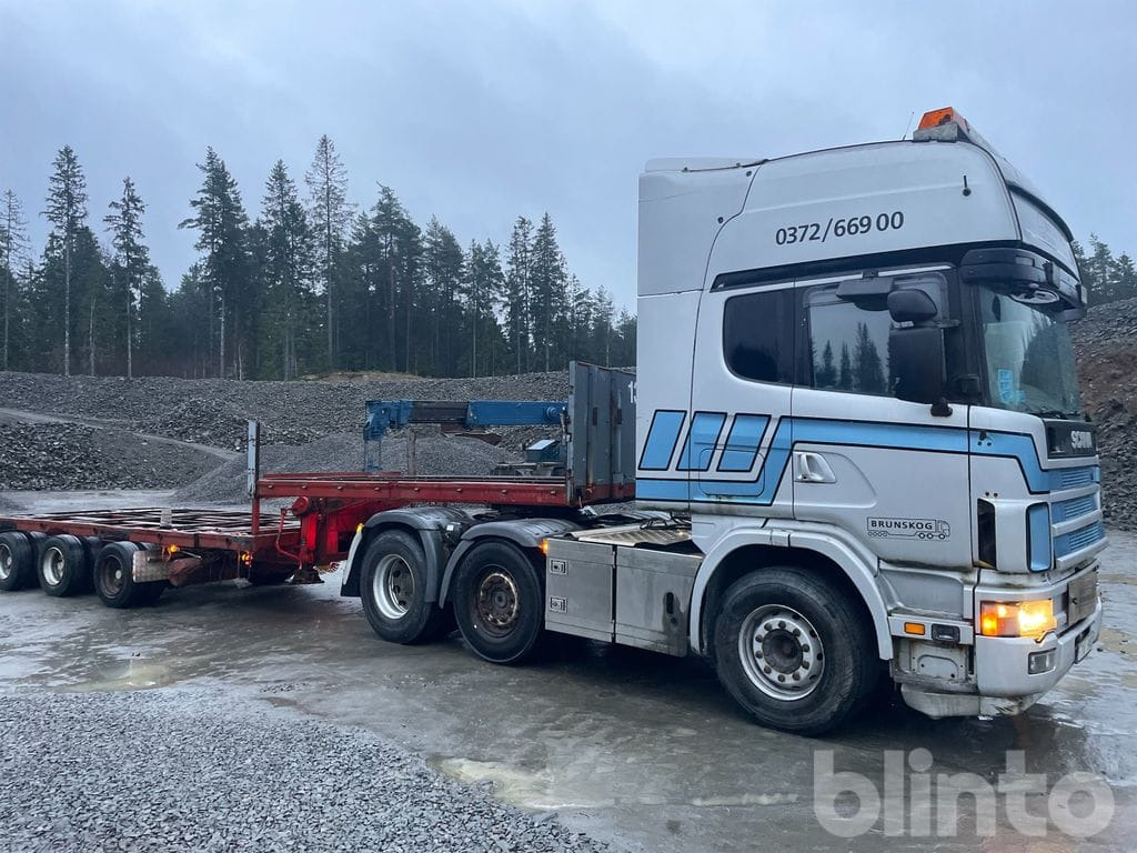 SCANIA R124LA6X2/4 NA med trailer - Cap tractor, Semiremorcă platformă: Foto 2 SCANIA R124LA6X2/4 NA med trailer - Cap tractor, Semiremorcă platformă: Foto 2