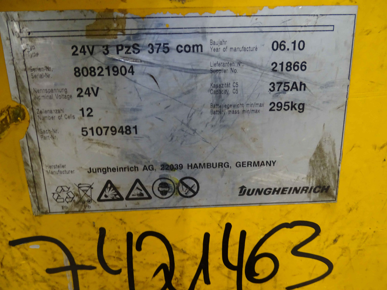 Jungheinrich 24V375AH - Acumulator pentru Stivuitor: Foto 4 Jungheinrich 24V375AH - Acumulator pentru Stivuitor: Foto 4